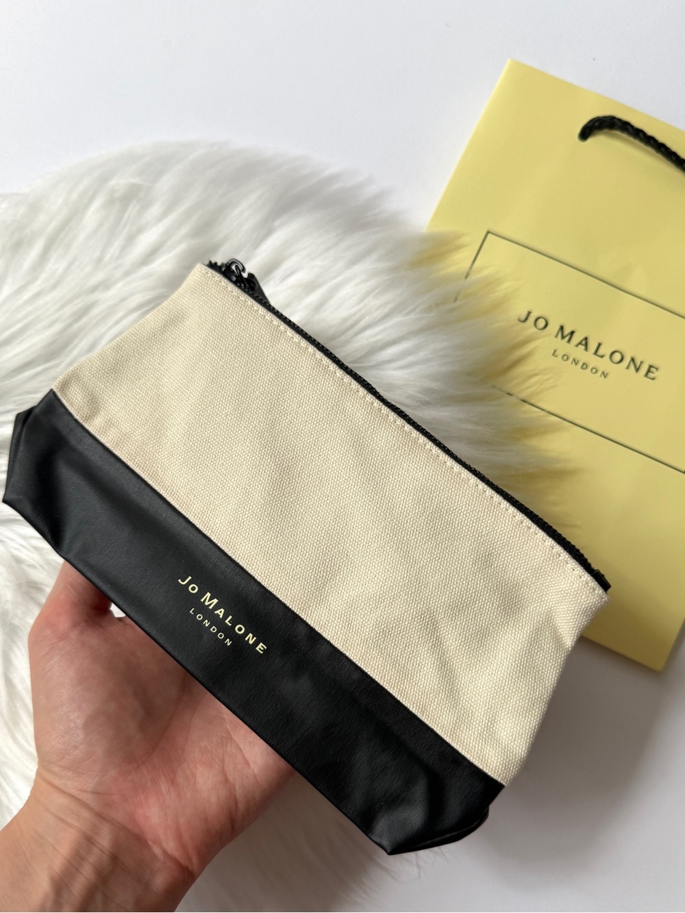 Jo Malone Cream and Black Cosmetic Pouch New